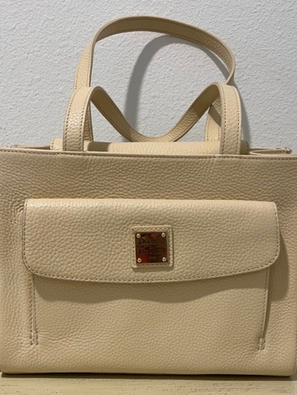 Dooney & Bourke Janine Front Pocket Satchel In Ivory/Cream Pebbled Leather NWT